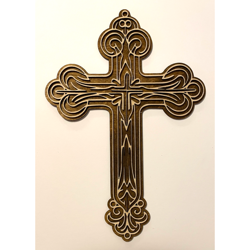 Beautiful, one of a kind, walnut stained backing, delicate Design created on Baltic Birch using AI technology