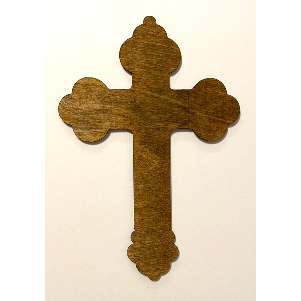 Back of the Beautiful, one of a kind, walnut stained backing, delicate Design created on Baltic Birch using AI technology