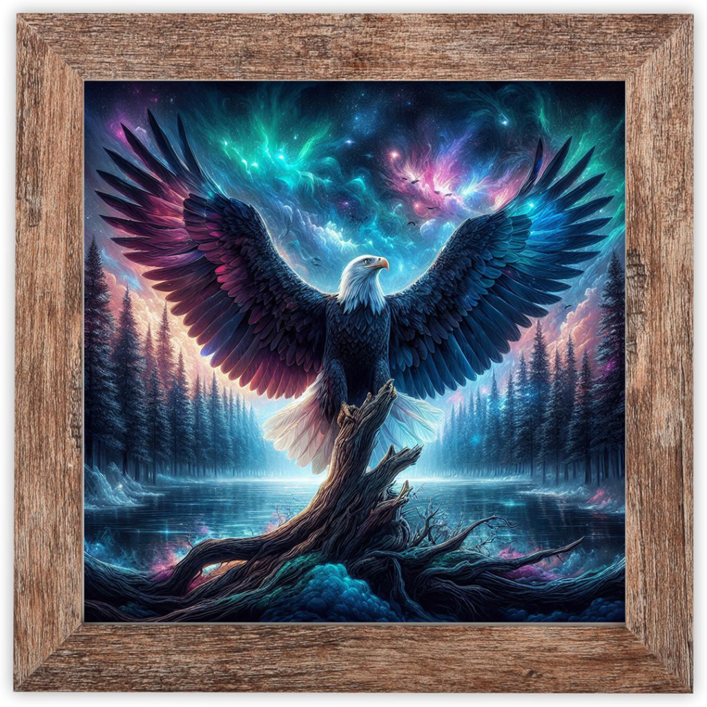 Sample of the Mystical Bald Eagle Series Presented in a Frame